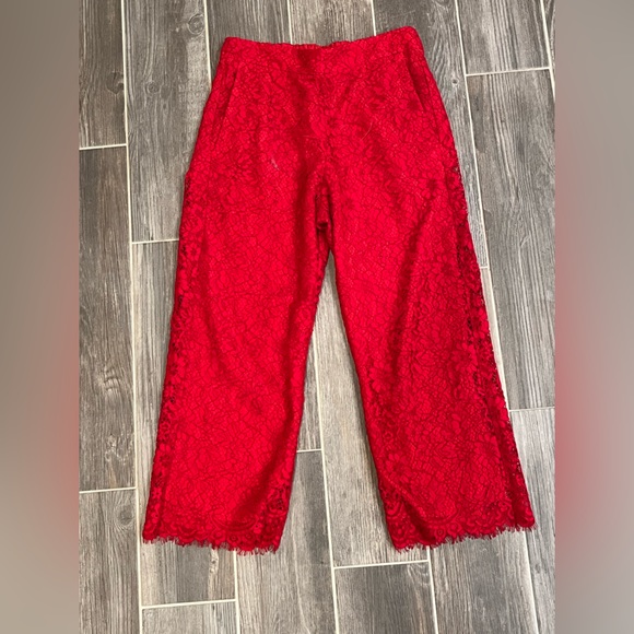 JCrew Red Lace Pants--Size 8P - Picture 2 of 6